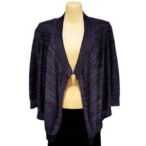 Ann Taylor LOFT Cropped, 3/4 Sleeve, Open Front‎ Cardigan Sweater, Navy, Sz XS